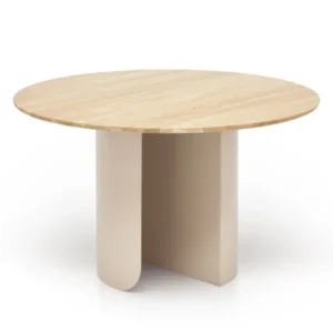 Table à manger ronde en chêne naturel et acier beige 120x74cm Plateau - Fest Amsterdam - The Cool Republic