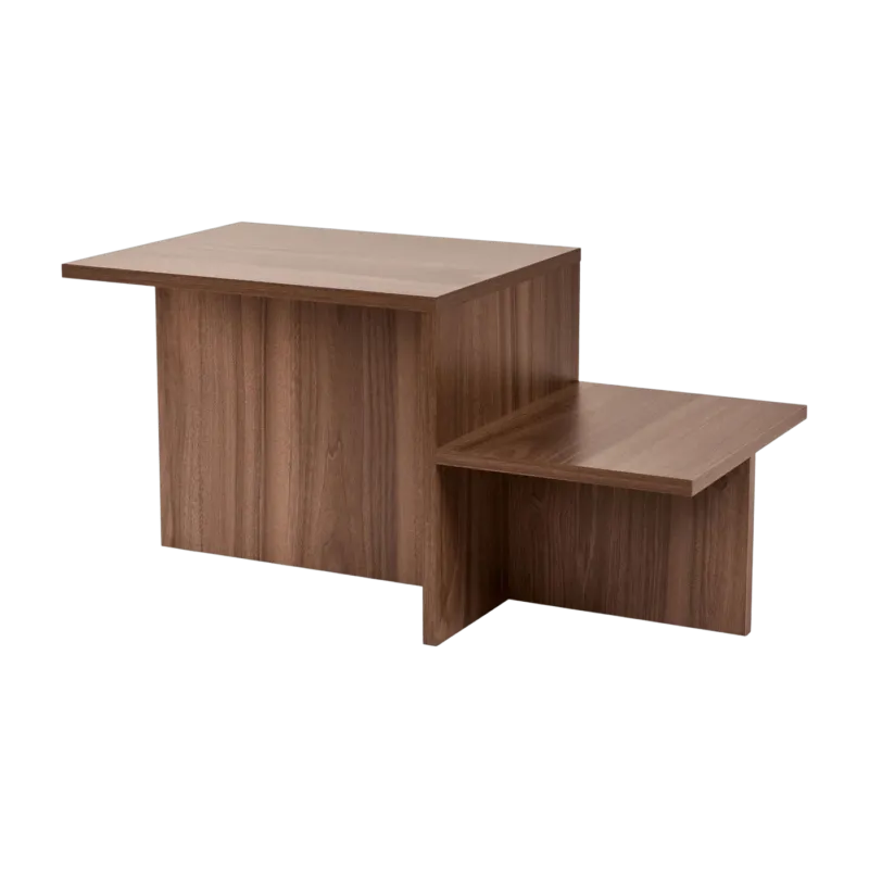 Table basse assymétrique en bois foncé 80x40cm Harmony - Home Design - The Cool Republic