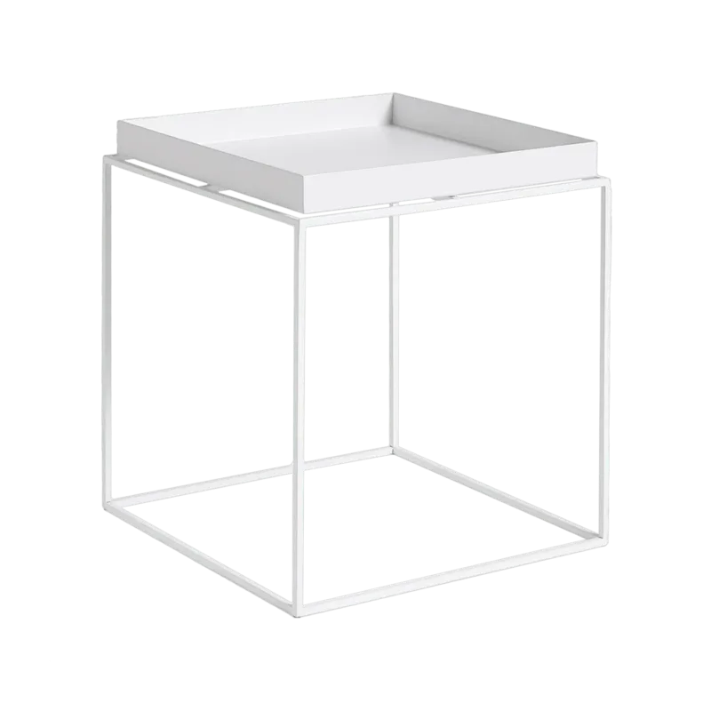 Table basse carrée en métal blanc 40 x 40 x 44 cm Tray - HAY - The Cool Republic