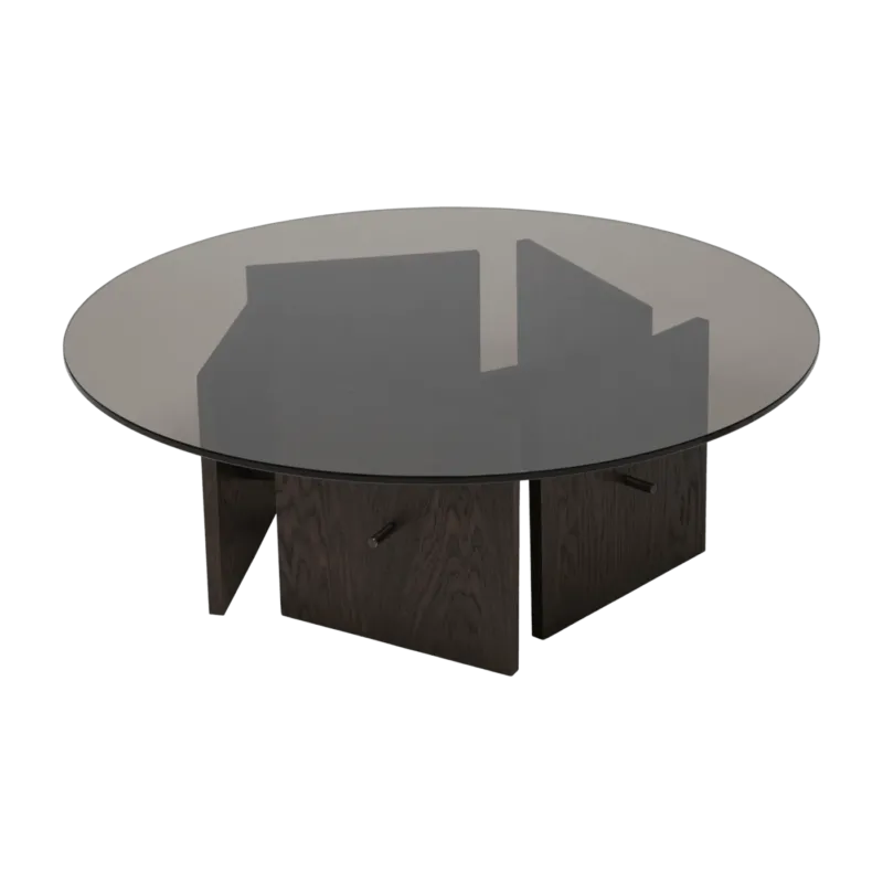 Table basse en chêne teinté foncé et plateau en verre 32x90cm Aukko - Ferm living - The Cool Republic