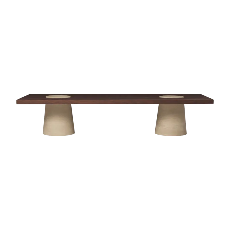 Table basse en en travertin et frêne carbonisé 55x155x34cm Grova - Ferm living - The Cool Republic