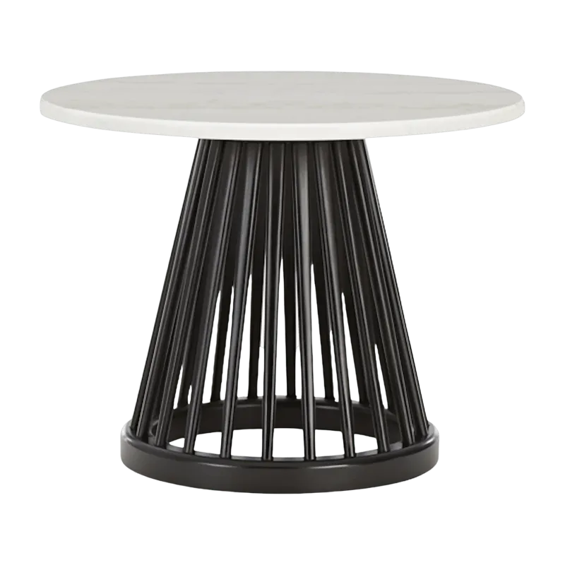 Table basse en marbre blanc et bois de bouleau noir Fan - Tom Dixon - The Cool Republic