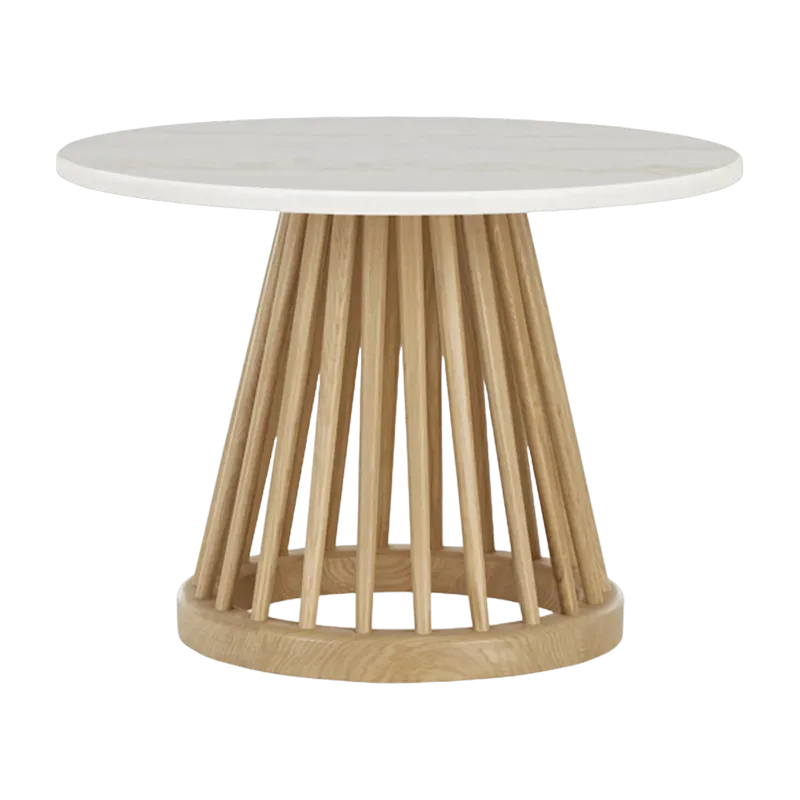 Table basse en marbre blanc et bois de chêne naturel Fan - Tom Dixon - The Cool Republic