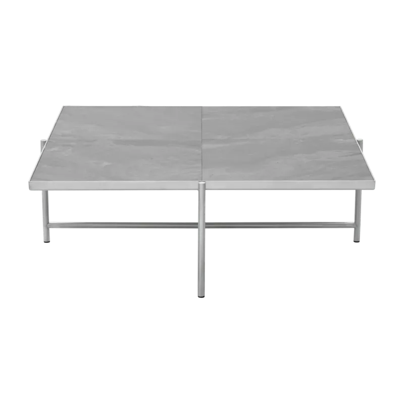 Table basse en marbre gris et piètements en acier inoxydable Coffee 90 - Handvärk - The Cool Republic