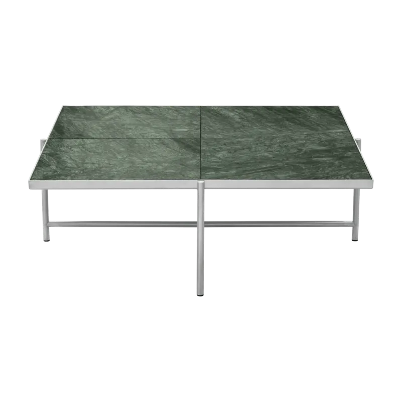 Table basse en marbre vert et piètements en acier inoxydable 90 - Handvärk - The Cool Republic