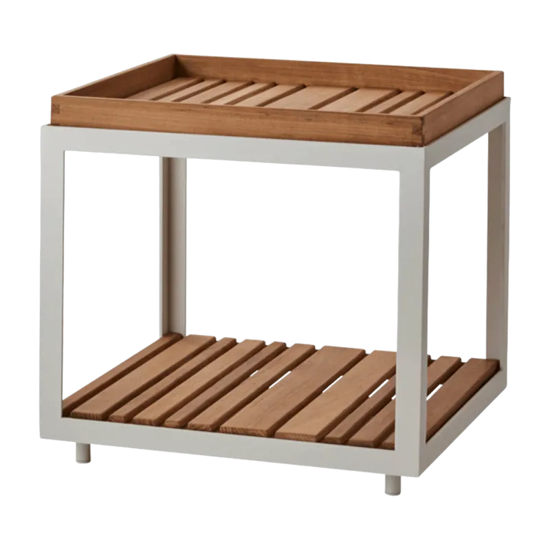 Table basse en teck et cadre blanc 48x48 cm Level - Cane-Line - The Cool Republic