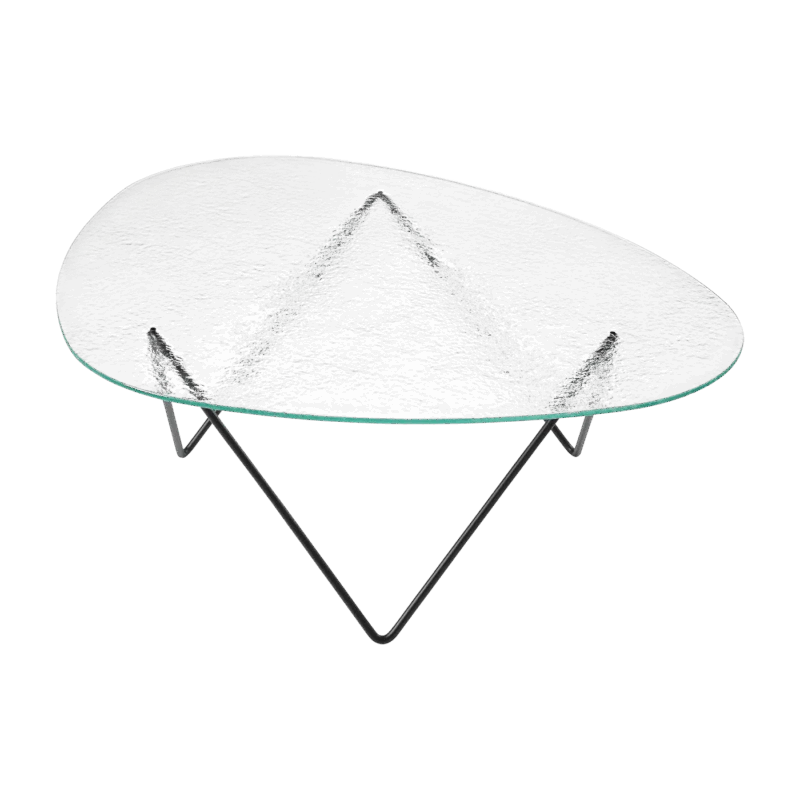 Table basse en verre structuré transparent et acier noir mat 106cm Pedrera - Gubi - The Cool Republic