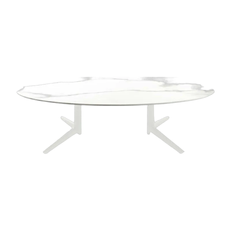 Table basse ovale effet marbre blanc 192x118 Multiplo - Kartell - The Cool Republic