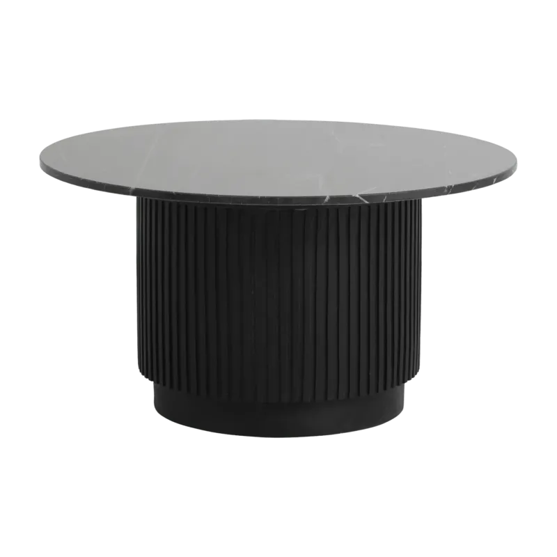 Table basse ronde en bois de manguier et marbre noir 75x40cm Erie - Nordal - The Cool Republic