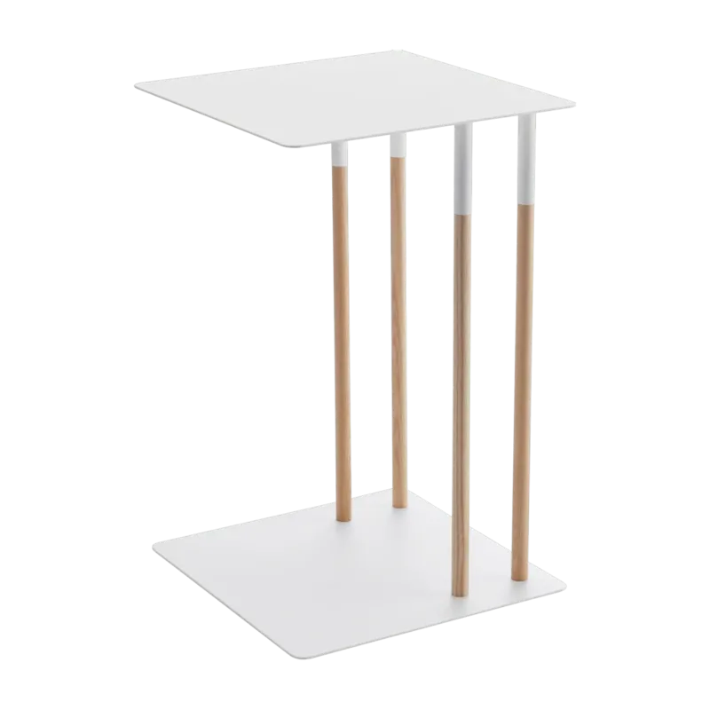 Table d'appoint blanche et pieds en bois - Yamazaki - The Cool Republic