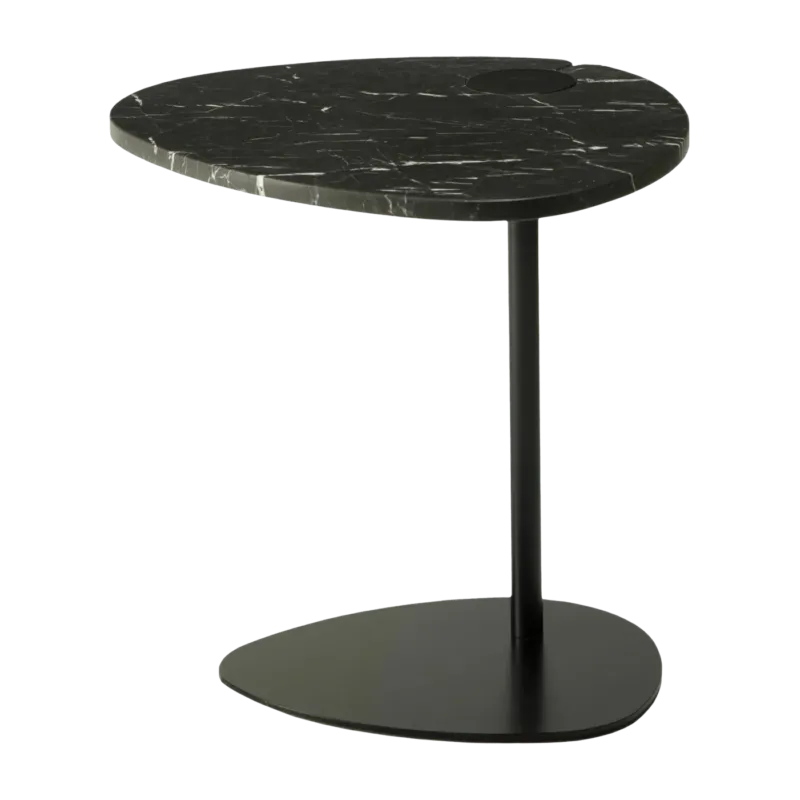 Table d'appoint en marbre noire et piétement noir Hug - Meme Design - The Cool Republic