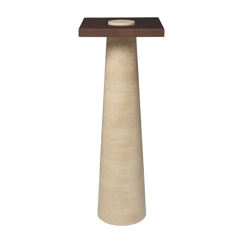 Table d'appoint en travertin et frêne carbonisé 30x80cm Grova - Ferm living - The Cool Republic