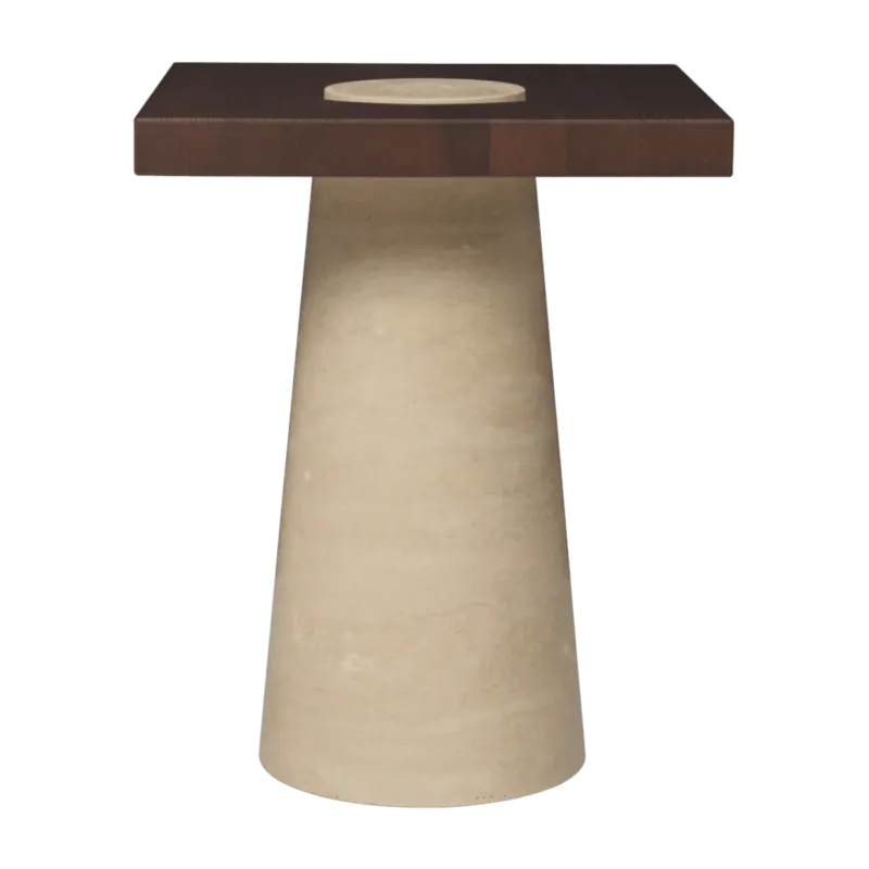 Table d'appoint en travertin et frêne carbonisé 40x50cm Grova - Ferm living - The Cool Republic