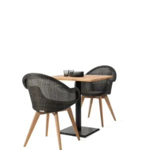 Table de bar carrée en acier noir et plateau en teck 80x45x75cm Quadro - Vincent Sheppard - The Cool Republic