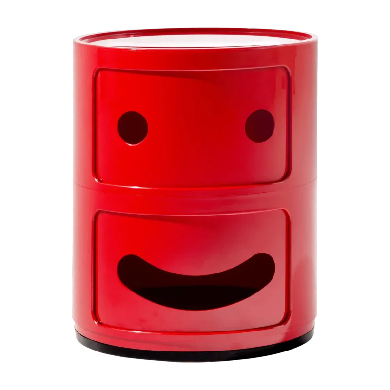 Table de chevet 2 tiroirs rouge Componibili Smile - Kartell - The Cool Republic