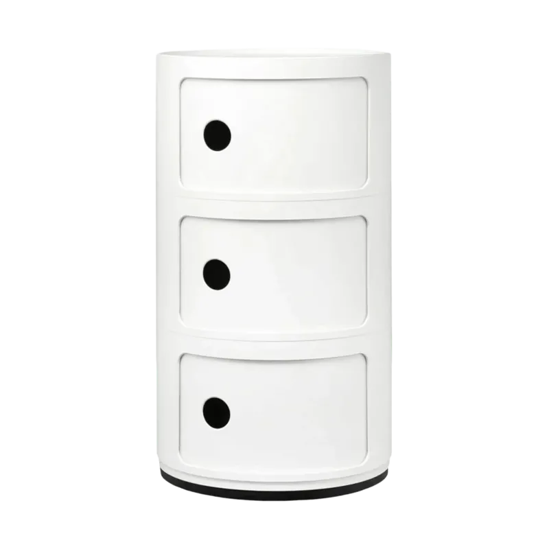 Table de chevet blanche 3 tiroirs Componibili - Kartell - The Cool Republic