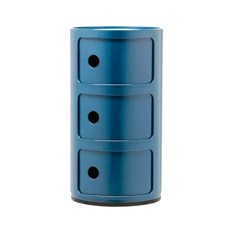 Table de chevet bleu 3 tiroirs Componibili - Kartell - The Cool Republic