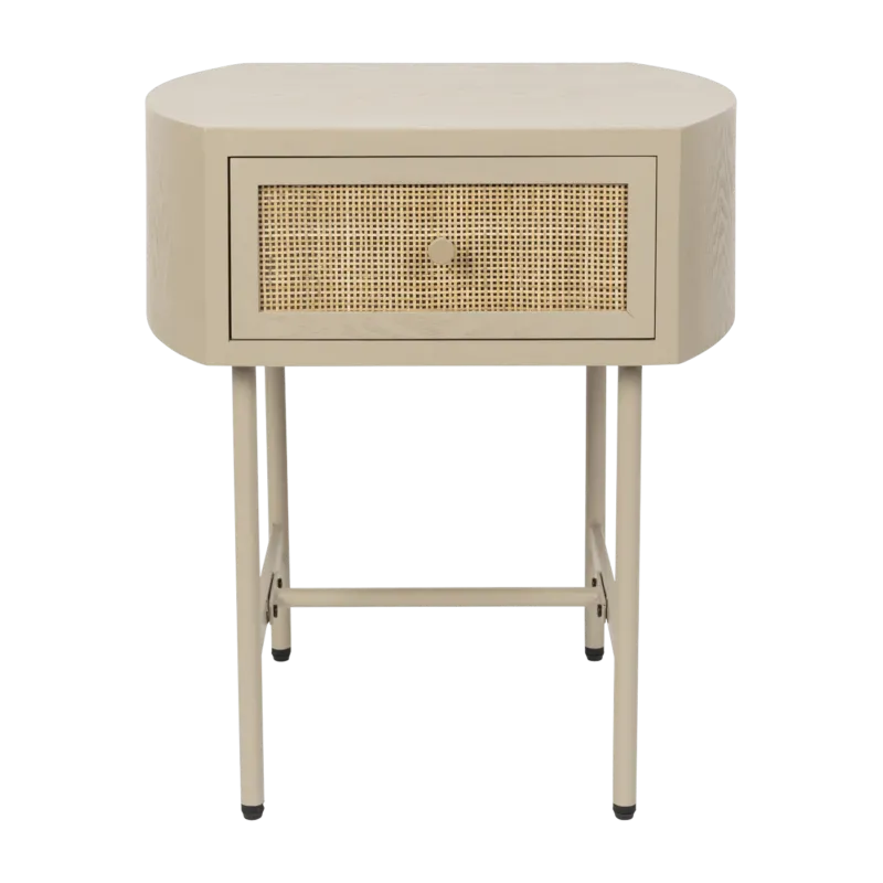 Table de chevet en bois et métal beige Sora - The Cool Republic - The Cool Republic