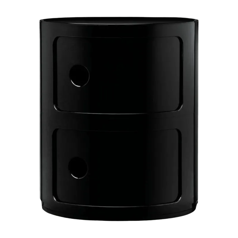Table de chevet noire 2 tiroirs Componibili - Kartell - The Cool Republic