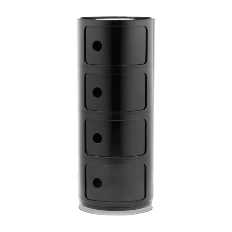 Table de chevet noire 4 tiroirs Componibili - Kartell - The Cool Republic