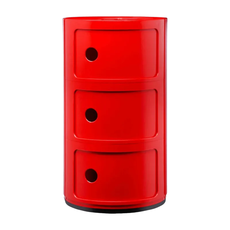 Table de chevet rouge 3 tiroirs Componibili - Kartell - The Cool Republic