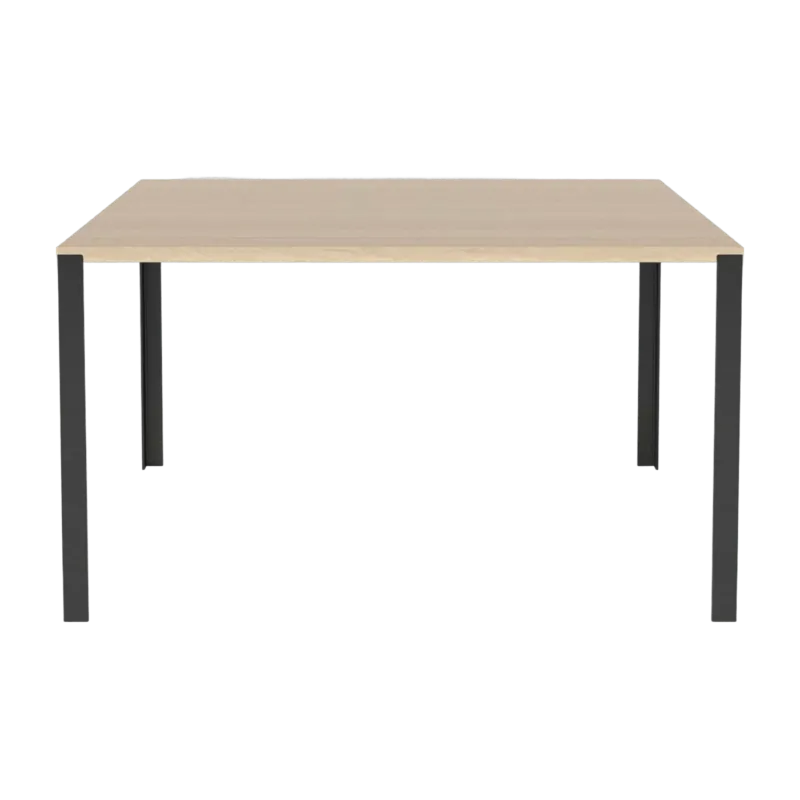 Table en chêne massif huilé pigmenté blanc et acier laqué noir 130 x 130 cm Link - Bolia - The Cool Republic