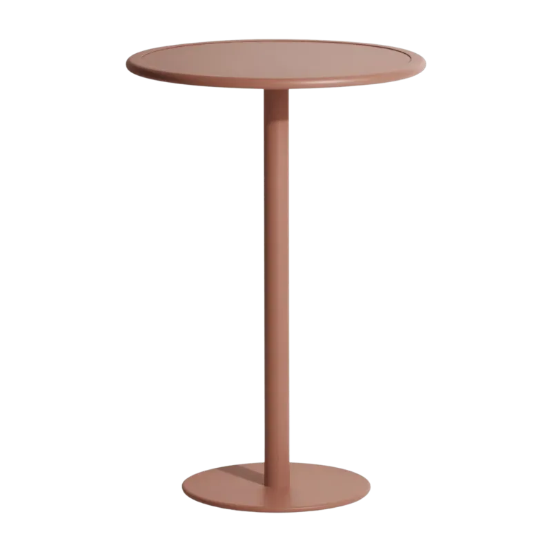 Table haute ronde en aluminium outdoor terracotta Week end - Petite friture - The Cool Republic