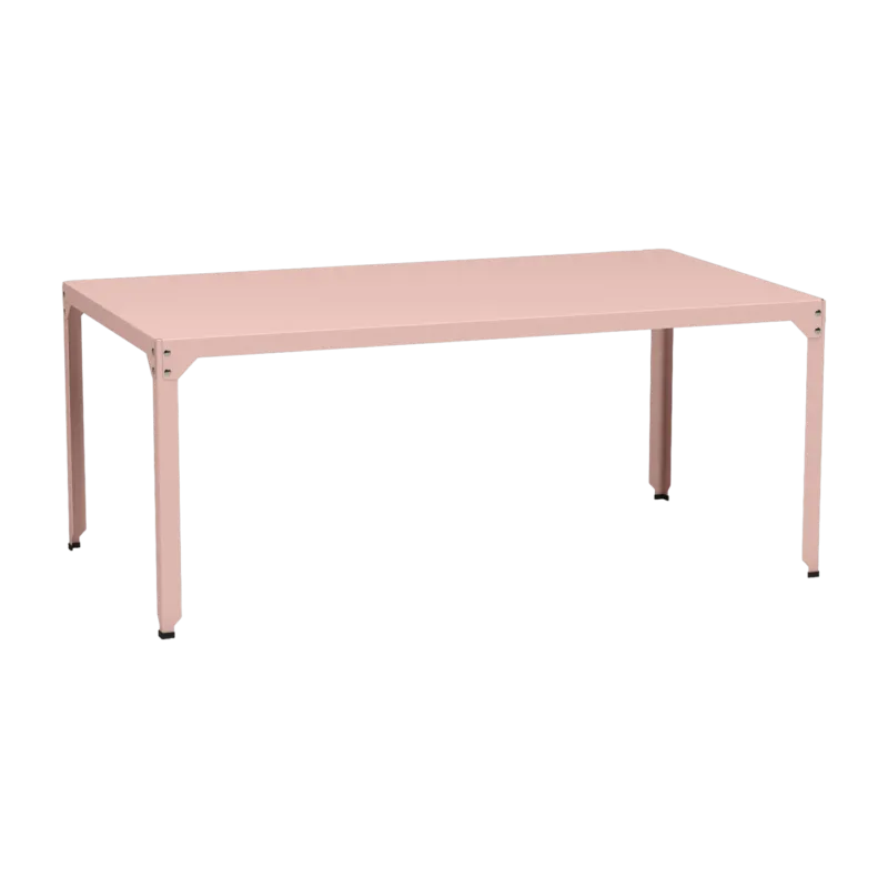 Table rectangulaire en acier mat baby pink 100 cm Hegoa - Matière Grise - The Cool Republic