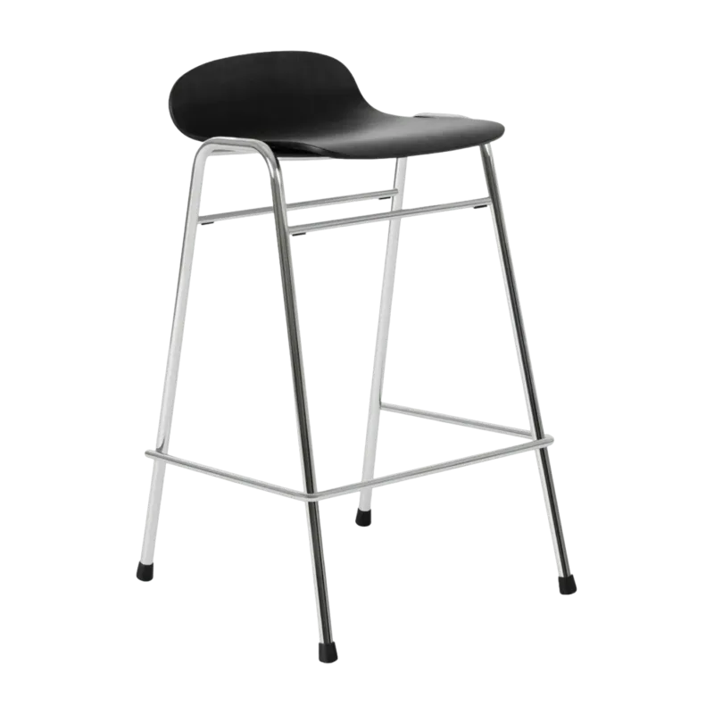Tabouret de bar 65 cm en bois noir et cadre argenté Touchwood - Hem - The Cool Republic