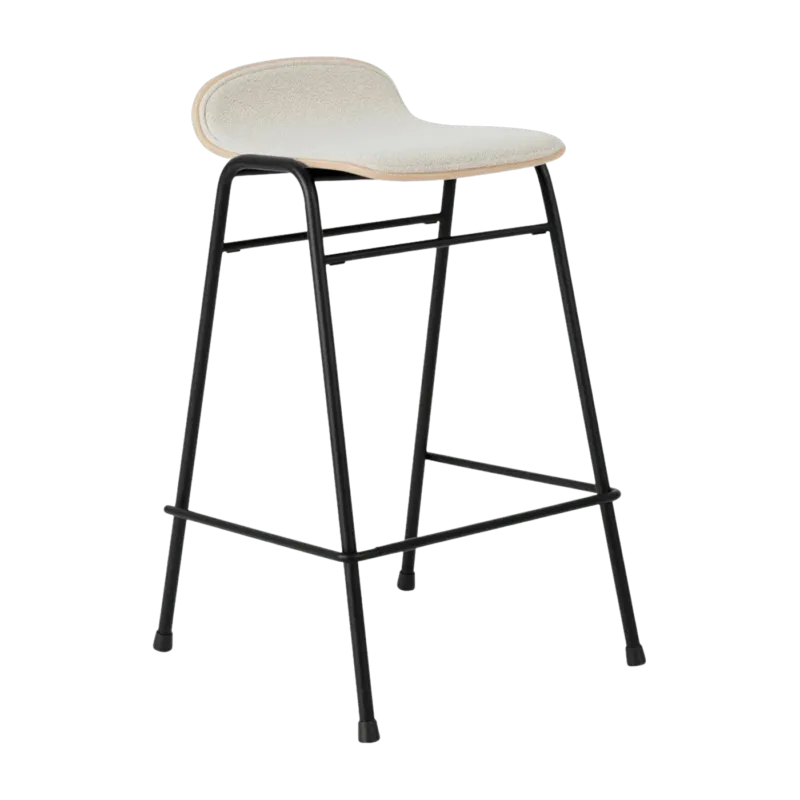 Tabouret de bar 65 cm en tissu gris et cadre argenté Touchwood - Hem - The Cool Republic