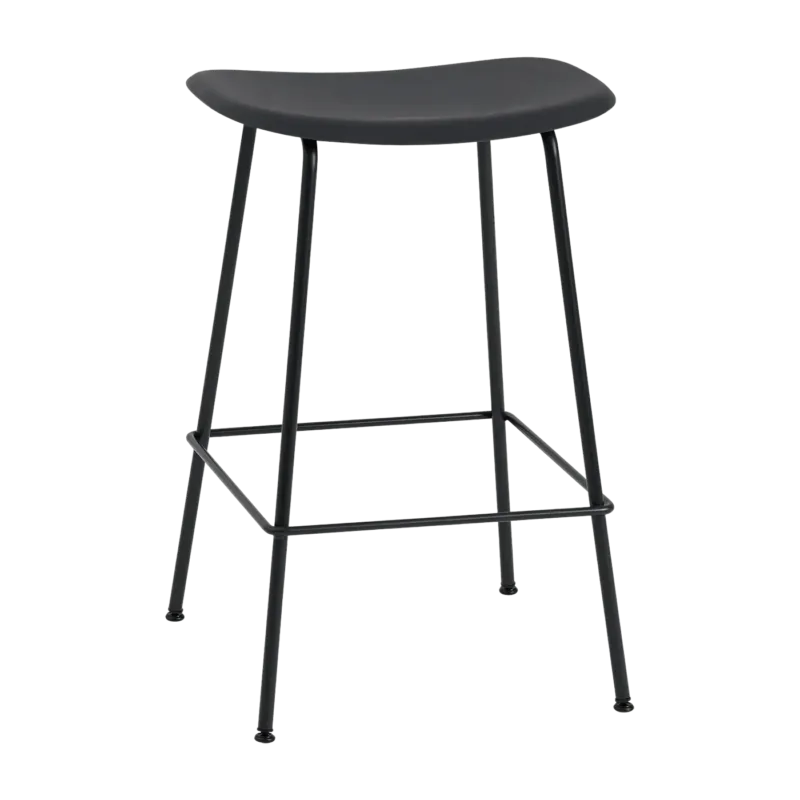 Tabouret de bar 65cm noir piétement tubes Fiber - Muuto - The Cool Republic