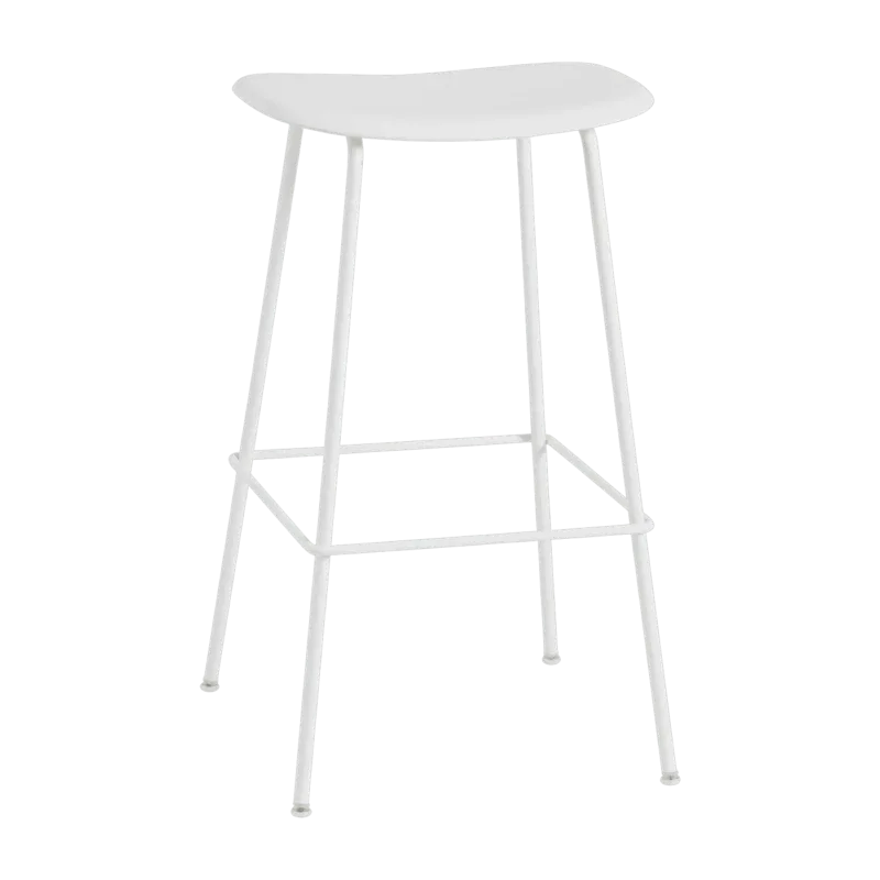 Tabouret de bar 75 cm blanc piétement tubes Fiber - Muuto - The Cool Republic