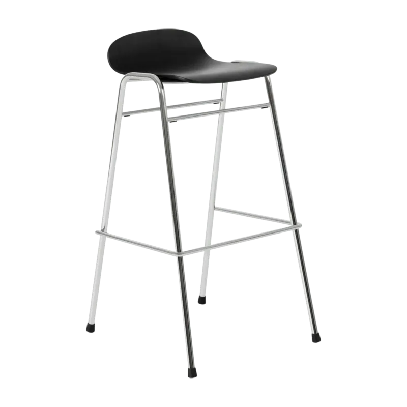 Tabouret de bar 75 cm en bois noir et cadre argenté Touchwood - Hem - The Cool Republic
