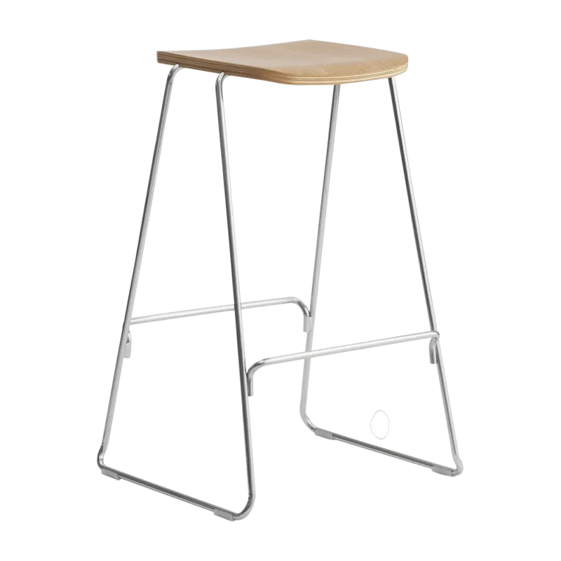 Tabouret de bar 75 cm en chêne et métal argenté Just Chrome/ Oak - Normann Copenhagen - The Cool Republic