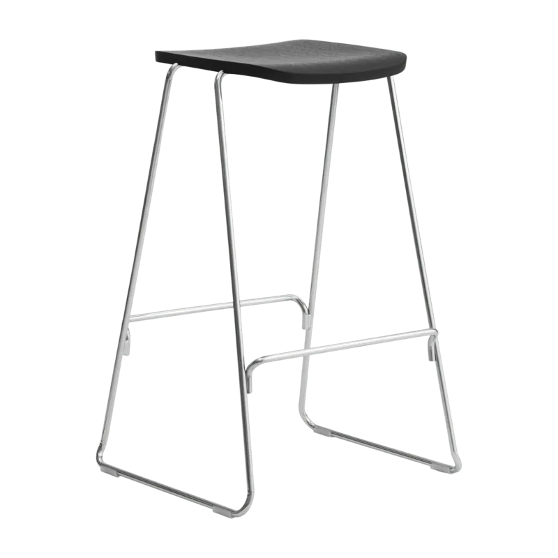 Tabouret de bar 75 cm en chêne noir et métal argenté Just Chrome/noir - Normann Copenhagen - The Cool Republic