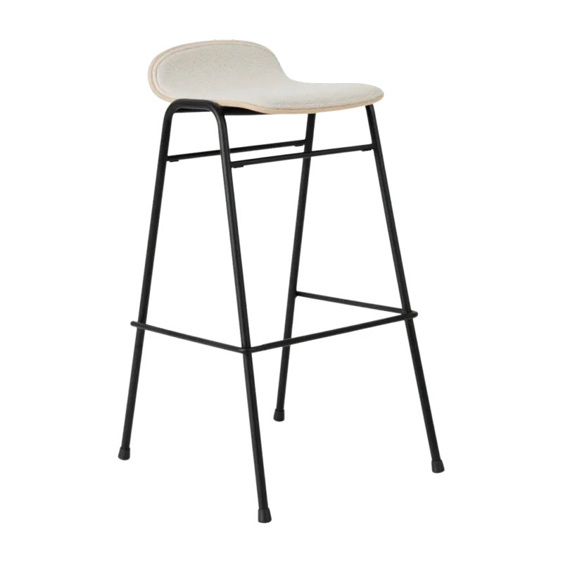 Tabouret de bar 75 cm en tissu gris et cadre noir Touchwood - Hem - The Cool Republic