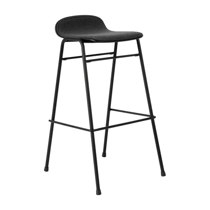 Tabouret de bar 75 cm en tissu noir et cadre noir Touchwood - Hem - The Cool Republic