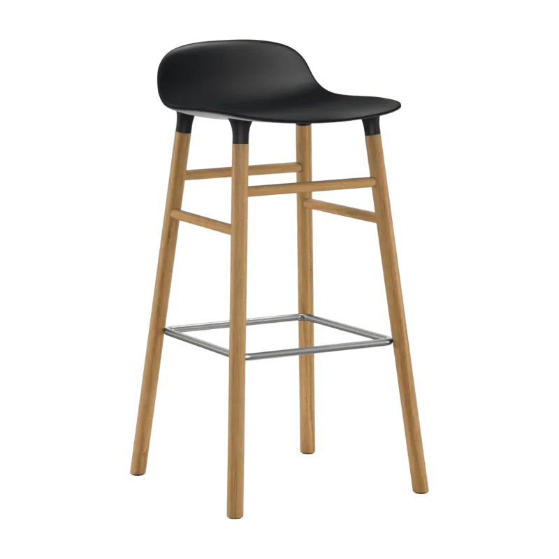 Tabouret de bar en chêne naturel et pp noir 75 cm Form - Normann Copenhagen - The Cool Republic