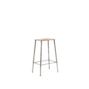 Tabouret de bar en cuir naturel et acier brut 65 cm Adam - Frama - The Cool Republic