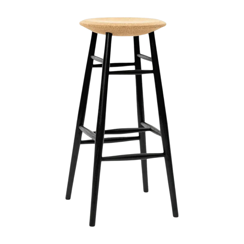 Tabouret de bar en liège clair et bois noir Drifted - Hem - The Cool Republic