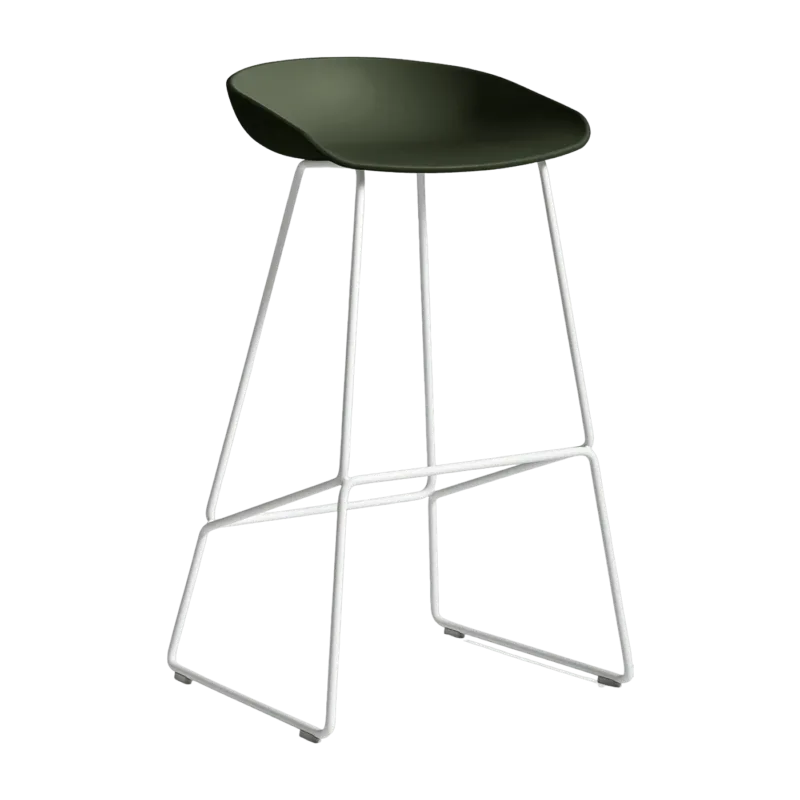Tabouret de bar en métal vert et piétement blanc 74 cm AAS 38 - Hay - The Cool Republic