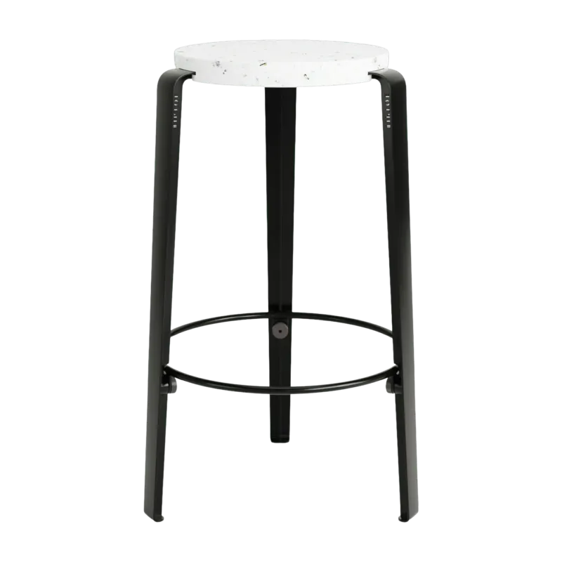 Tabouret de bar en plastique recyclé blanc et pieds noir graphite MI LOU VENEZIA - TIPTOE - The Cool Republic