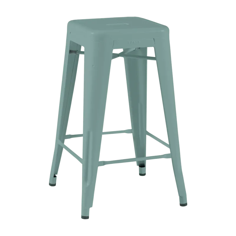 Tabouret en acier H65 Vert lichen mat fine texture - Tolix - The Cool Republic