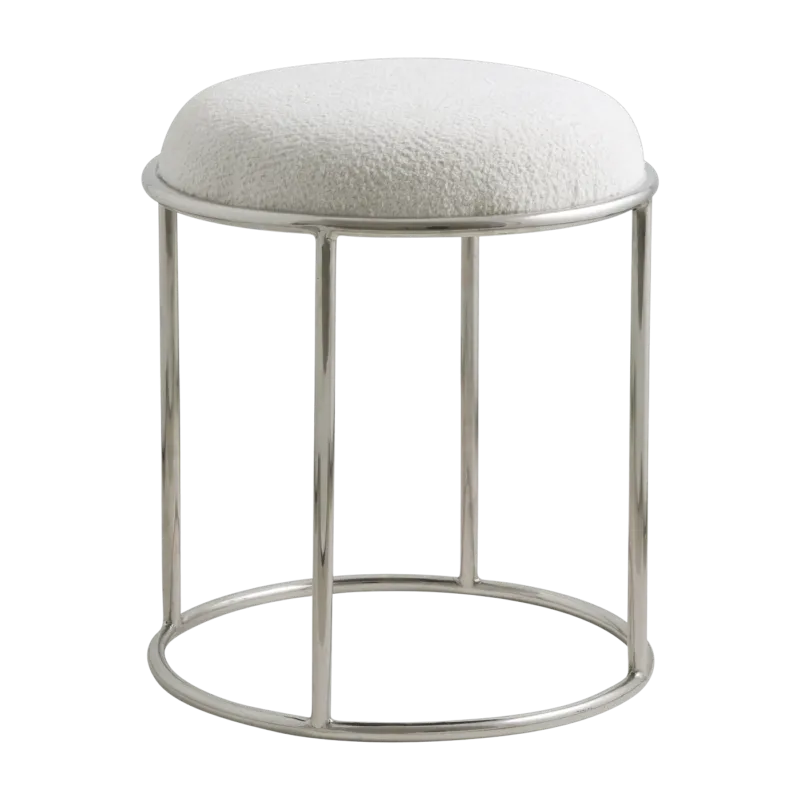 Tabouret rond en acier et tissu blanc 47cm Komati - Nordal - The Cool Republic