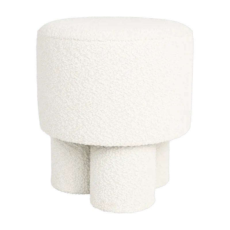 Tabouret rond en tissu blanc 40x44cm Lumo - The Cool Republic - The Cool Republic