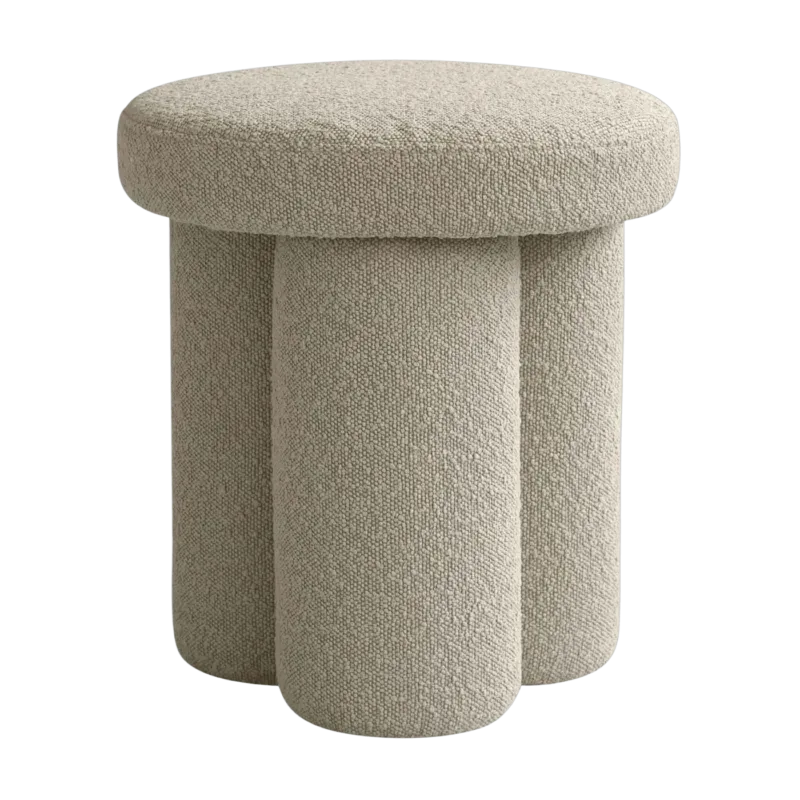 Tabouret rond en tissu bouclé beige Big Foot - 101 COPENHAGEN - The Cool Republic