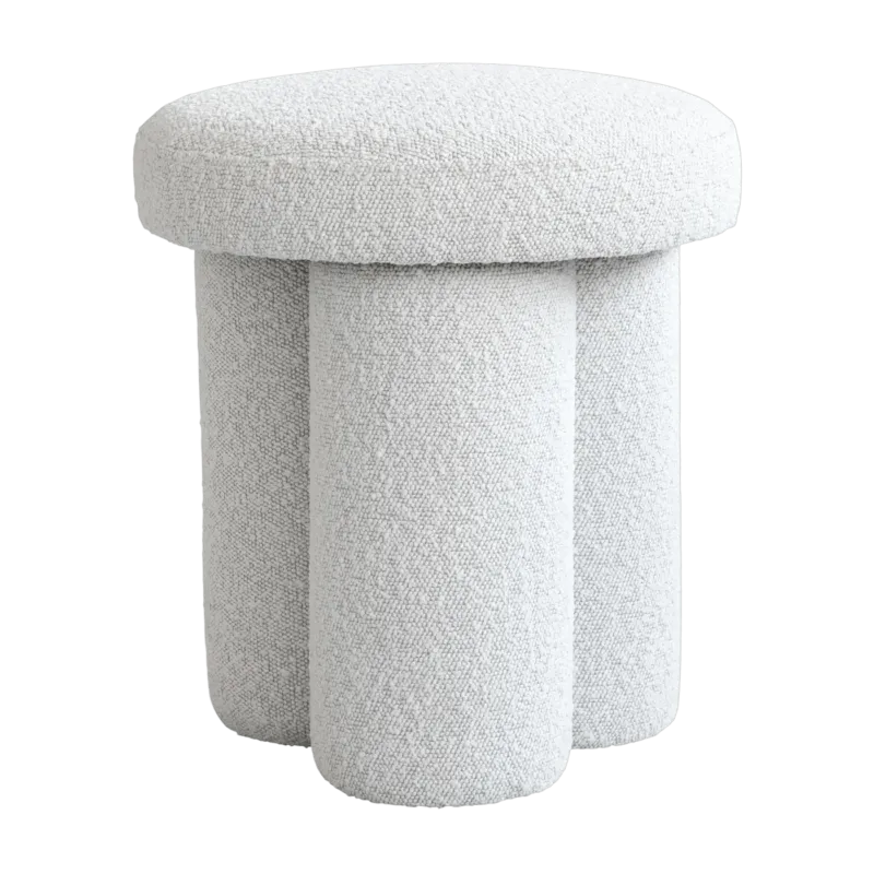 Tabouret rond en tissu bouclé blanc cassé Big Foot - 101 COPENHAGEN - The Cool Republic