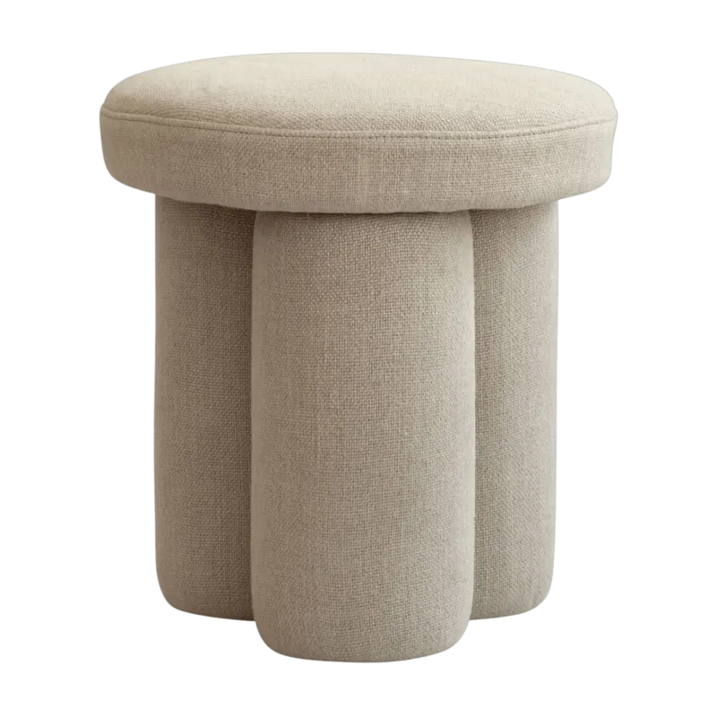 Tabouret rond en tissu lin beige Big Foot - 101 COPENHAGEN - The Cool Republic