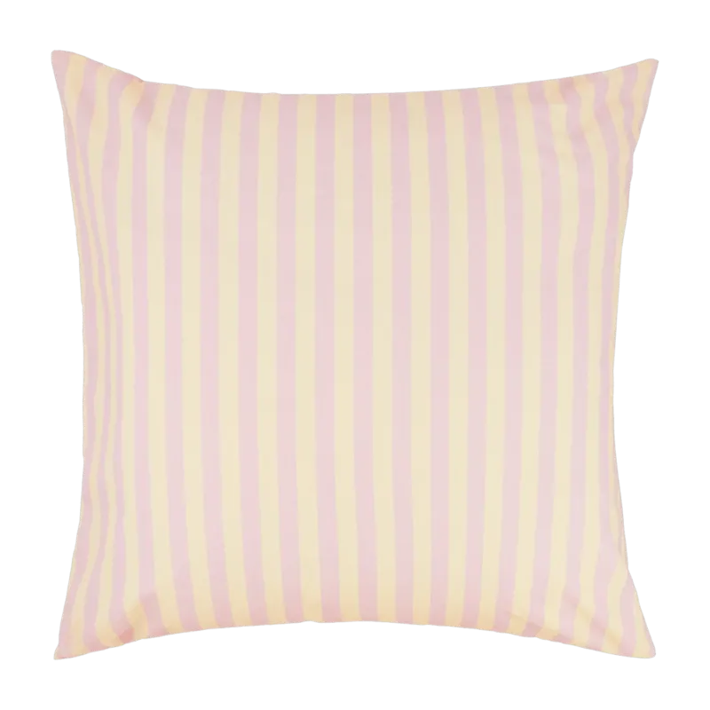 Taie d'oreiller carrée en popeline de coton bio à rayures jaune et rose 60 x 60 cm Sheldon - Nobodinoz - The Cool Republic