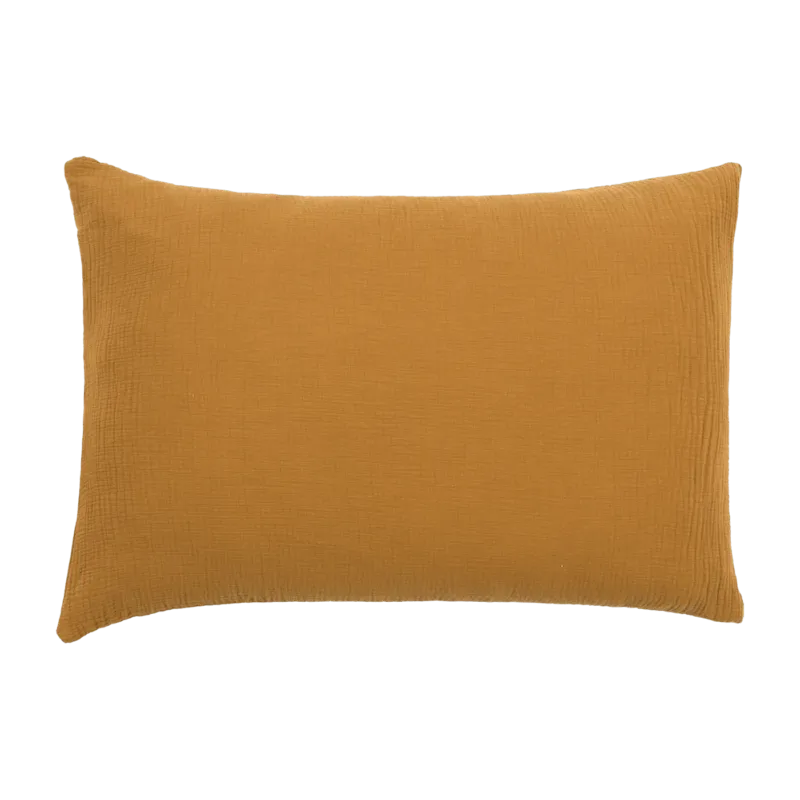 Taie d'oreiller moutarde en gaze de coton 50 x 70 cm - The Cool Republic - The Cool Republic